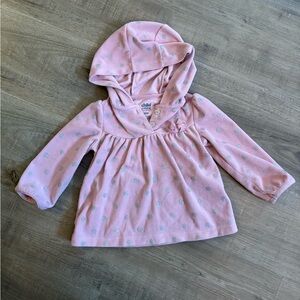🌼3/$20 Pink Hooded Baby Sweater with Silver Polka Dots